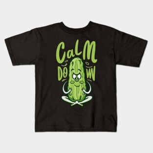 Funny Yoga Cucumber Pickle: Keep Calm and Veg On Kids T-Shirt